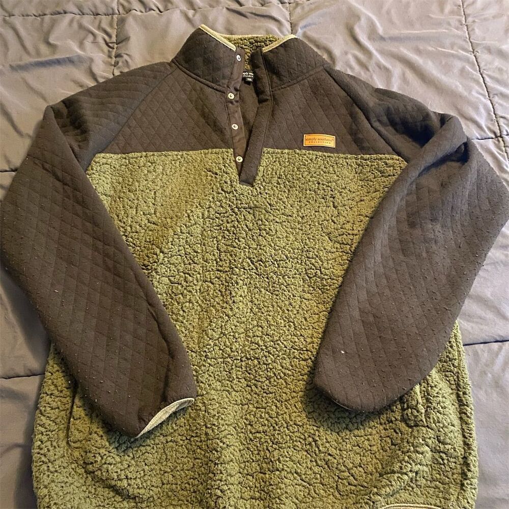 Simply Southern Olive and Black Crew Neck Sweater